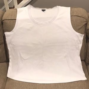 Rafaella White Sleeveless Top Shear Neckline